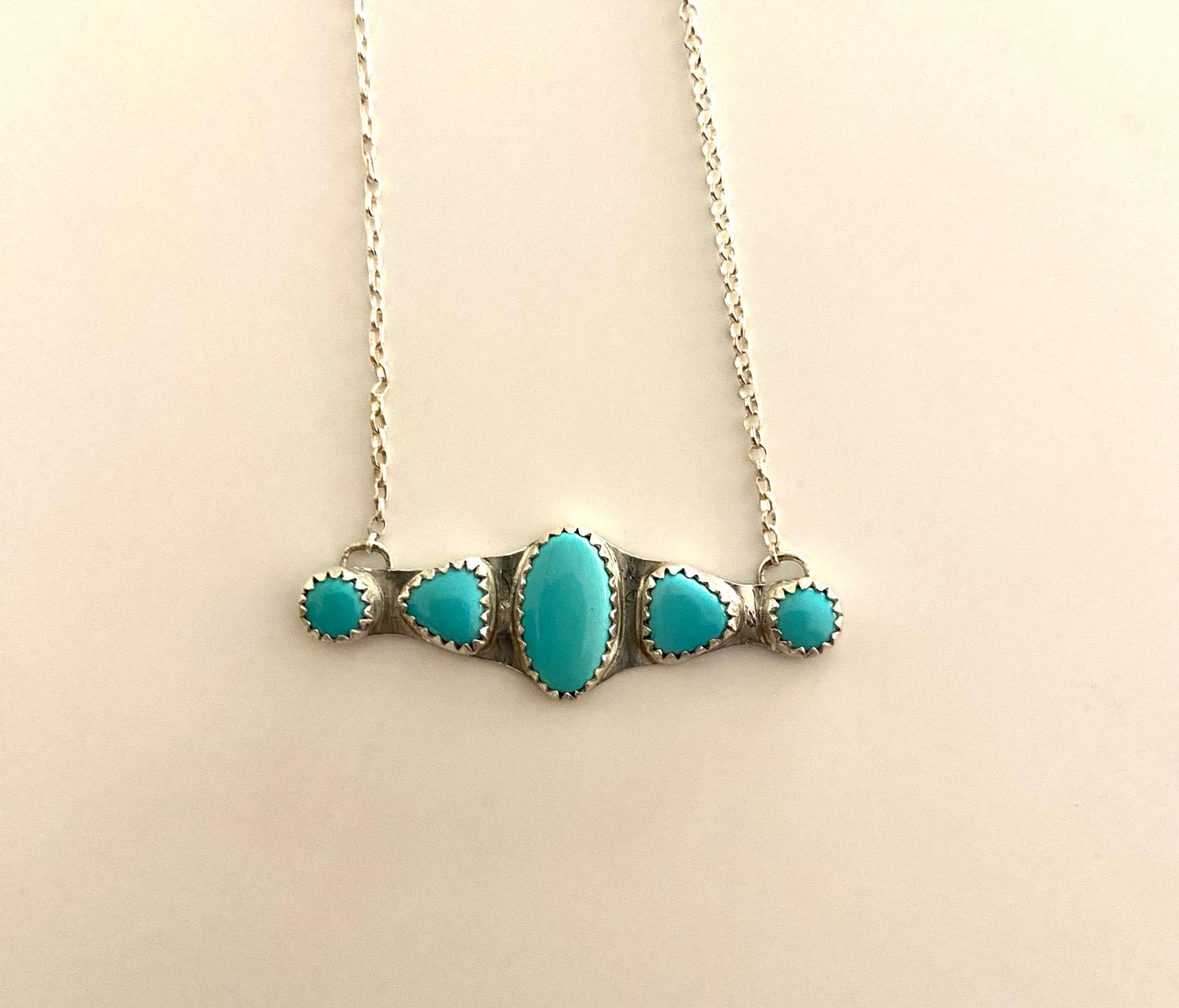 Sleeping Beauty 5 Stone Bar Necklace