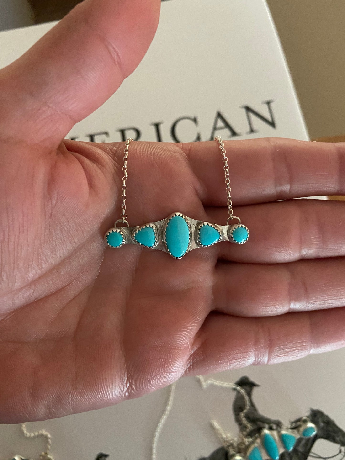 Sleeping Beauty 5 Stone Bar Necklace
