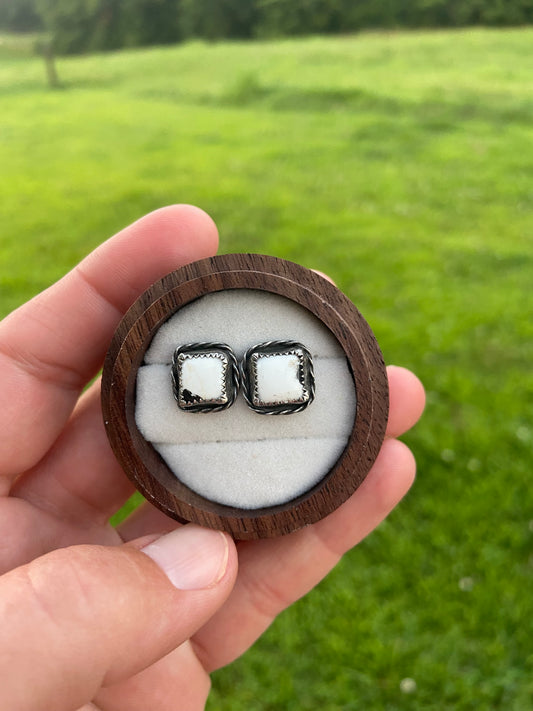 White Buffalo Square Studs