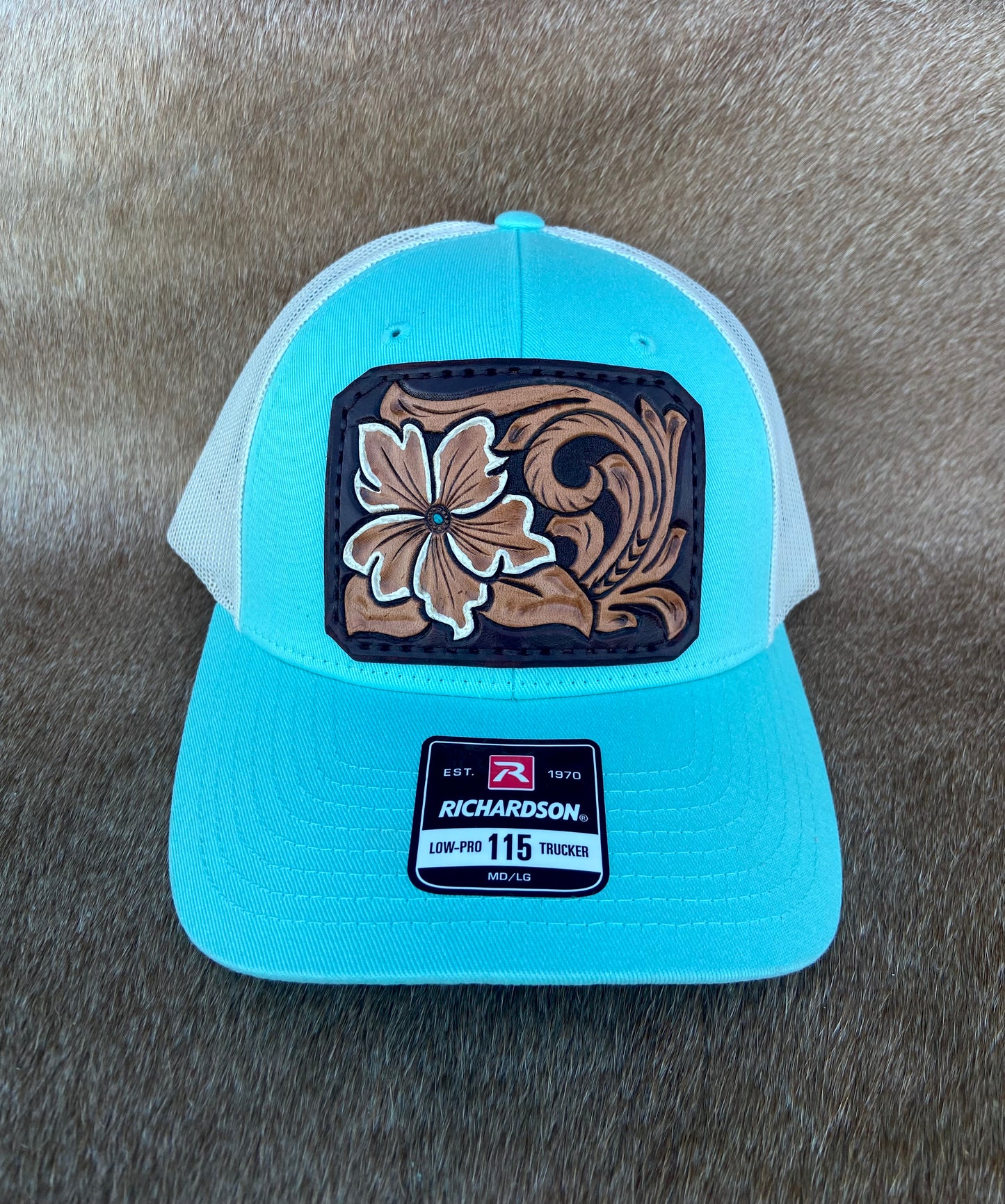 Hand tooled patch hat