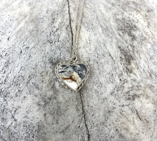 White Buffalo Heart necklace