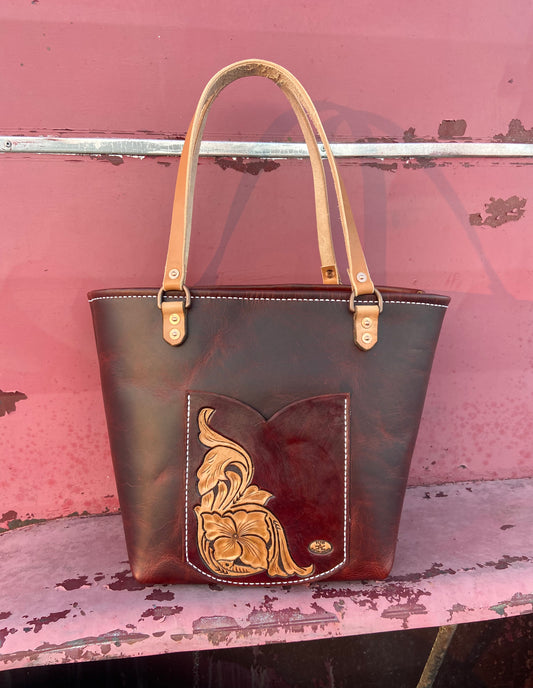 Leather bucket tote