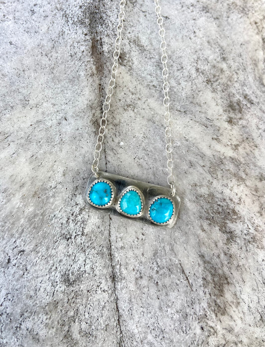 Kingman triple stone bar necklace